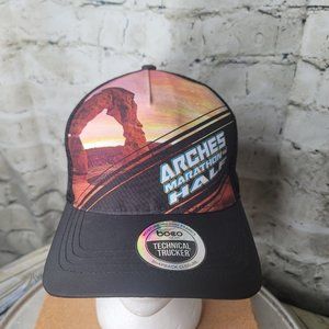 Arches Park Marathon and Half Boco Mesh Snapback Moab UT Technical Trucker Cap